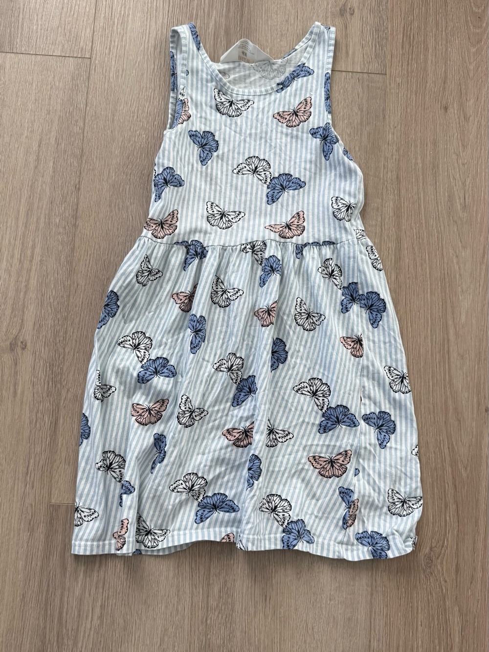 H&M Light Blue Striped Butterfly Sundress